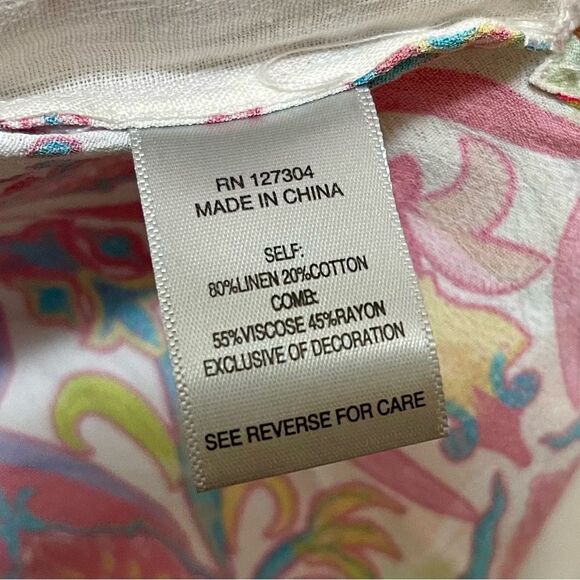 John Mark Womens Tunic Top Floral Embroidered Tassel Linen Size M Split Neck NWT - Picture 14 of 15